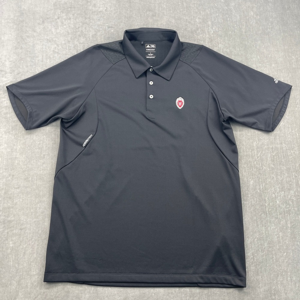 Adidas Men Large‎ Black Golf Polo ClimaCool Formotion Short Sleeve With Logo